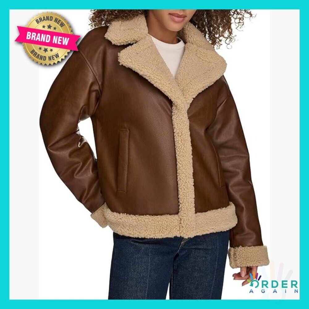 Faux Leather Sherpa Lined Moto Jacket Chic Retro Y2K Style Long Sleeve